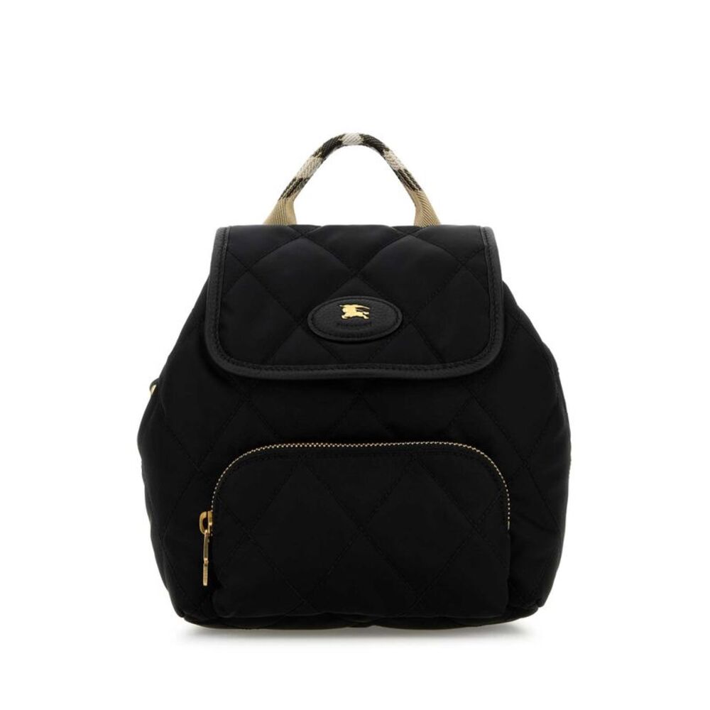 Burberry Women Black Canvas Mini Horseshoe Backpack